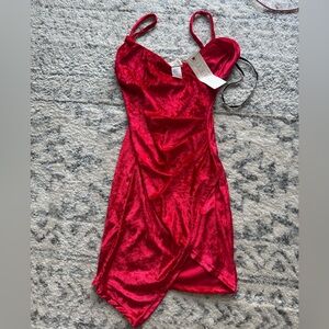 Joe & Elle Asymmetrical Red Velvet Dress